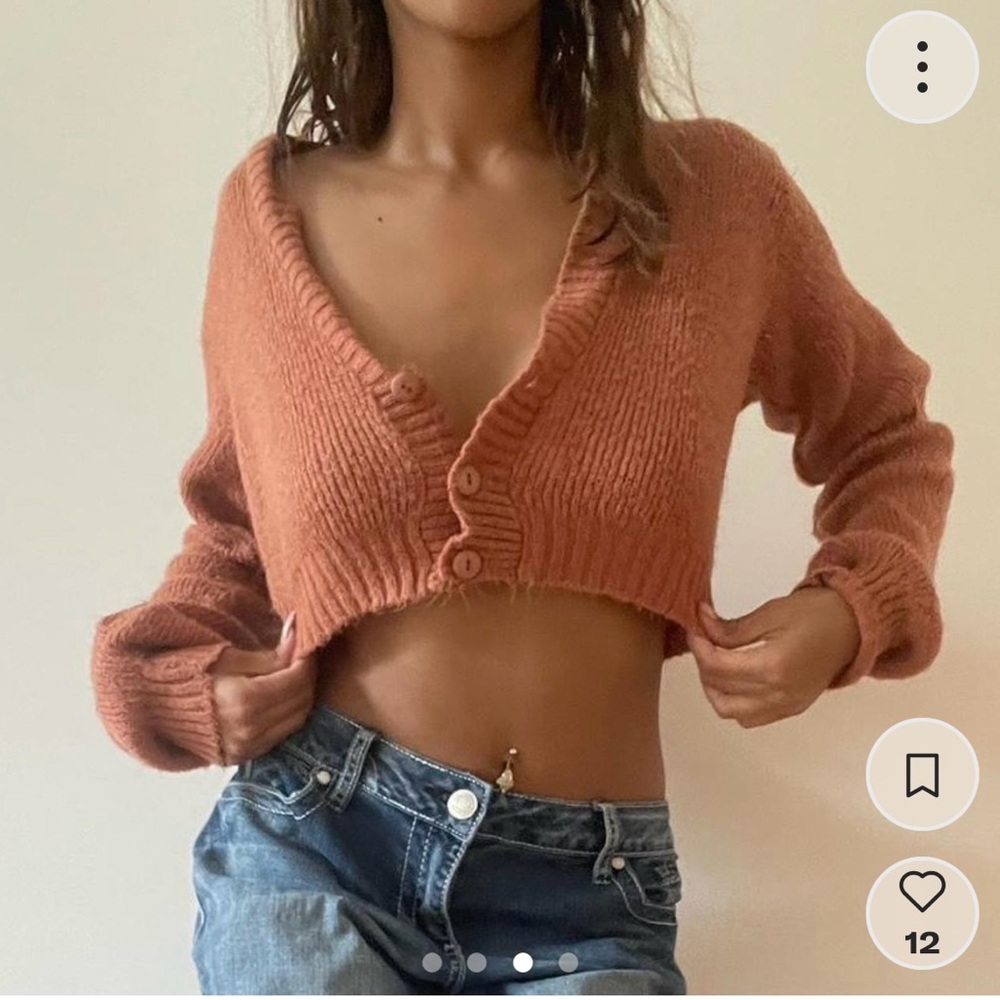 Nasty Gal Burnt Orange Cropped Sweater Size Small - Picture 5 of 6